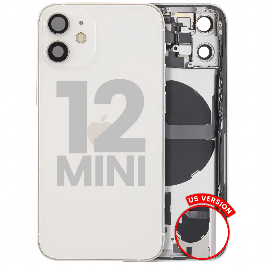Back Housing W/ Small Parts For iPhone 12 Mini (US Version) (Used OEM Pull: Grade C) (White)