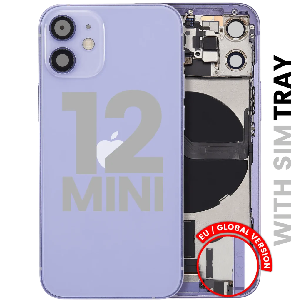 Back Housing W/ Charging Port Flex & Small Parts For iPhone 12 Mini (EU / Global Version) (Used OEM Pull: Grade A) (Purple)