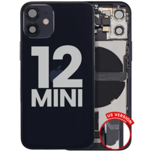 Back Housing W/ Charging Port Flex & Small Parts For iPhone 12 Mini (US Version) (Used OEM Pull: Grade B) (Black)