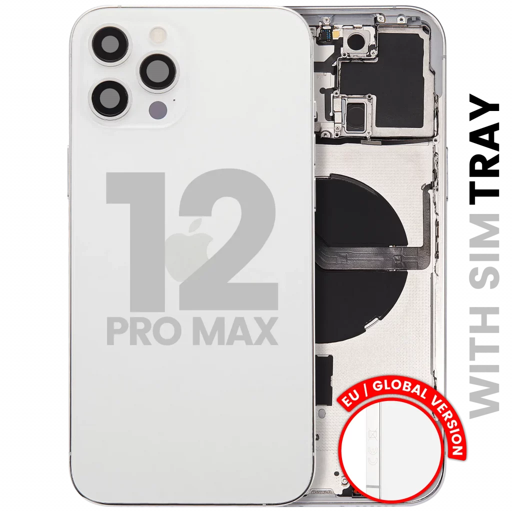 Back Housing W/ Small Parts For iPhone 12 Pro Max (EU / Global Version) (Used OEM Pull: Grade B) (Silver)