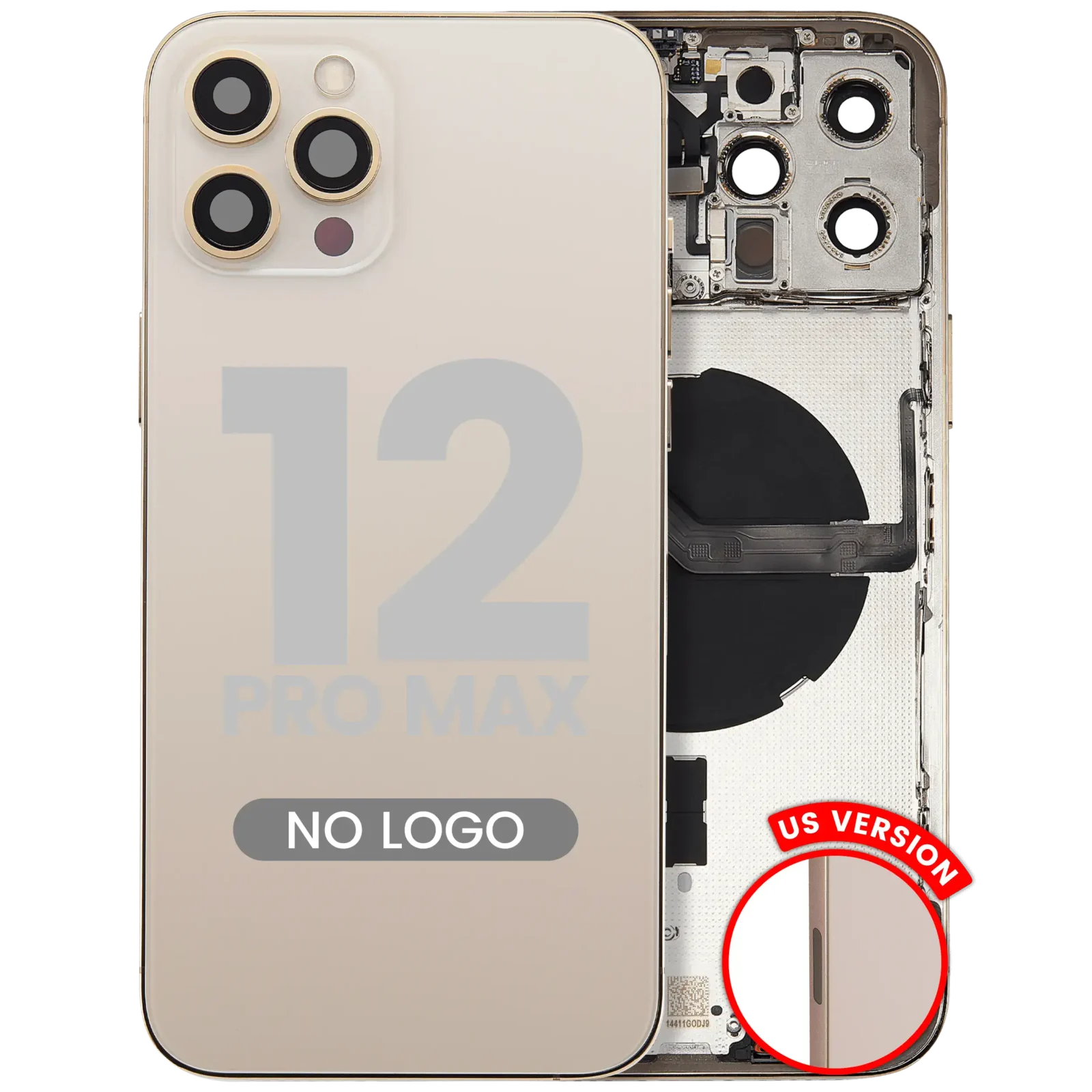 Back Housing W/ Small Parts For iPhone 12 Pro Max (US Version) (Aftermarket Plus) (Gold)