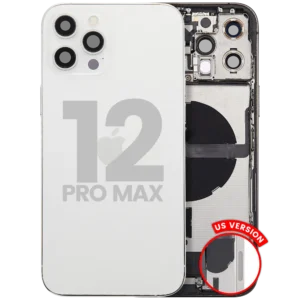Back Housing W/ Charging Port Flex & Small Parts For iPhone 12 Pro Max (US Version) (Used OEM Pull: Grade A) (Silver)