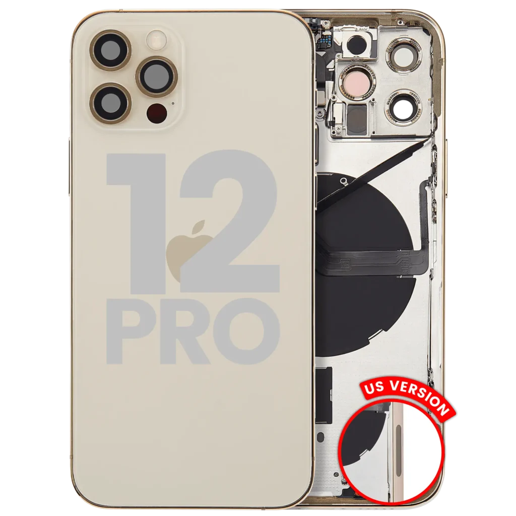 Back Housing W/ Small Parts For iPhone 12 Pro (US Version) (Used OEM Pull: Grade B) (Gold)