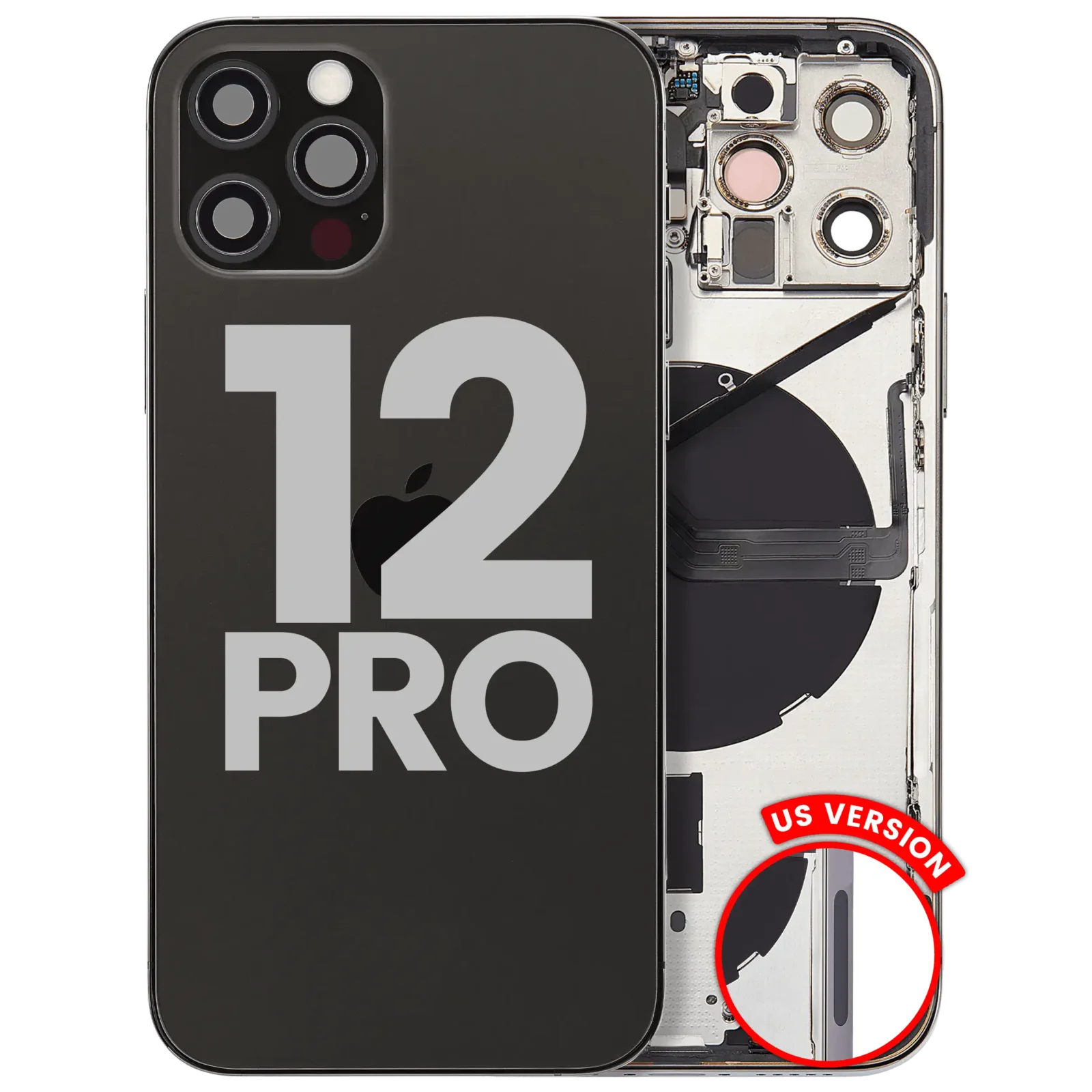 Back Housing W/ Small Parts For iPhone 12 Pro (US Version) (Used OEM Pull: Grade C) (Graphite)