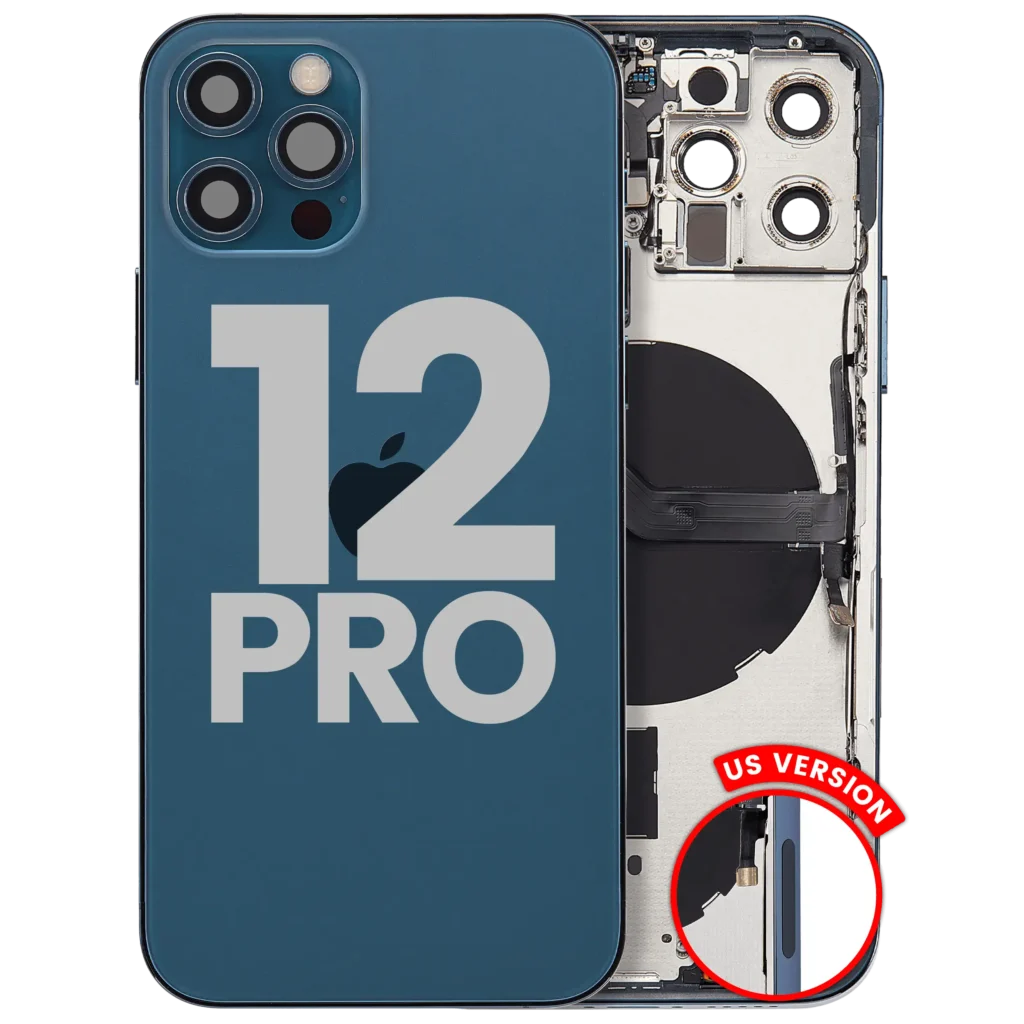 Back Housing W/ Small Parts For iPhone 12 Pro (US Version) (Used OEM Pull: Grade C) (Pacific Blue)
