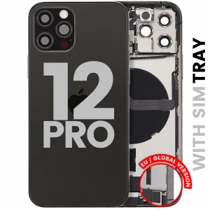 Back Housing W/ Charging Port Flex & Small Parts For iPhone 12 Pro (EU / Global Version) (Used OEM Pull: Grade C) (Graphite)