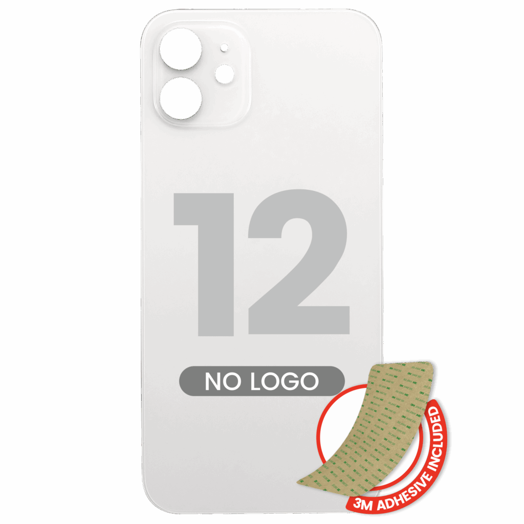 Back Glass With 3M Adhesive For iPhone 12 (No Logo / Large Camera Hole) (White)