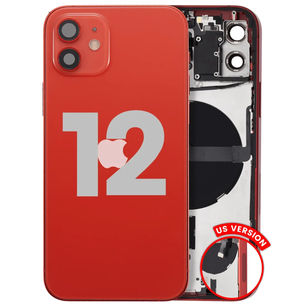Back Housing W/ Small Parts For iPhone 12 (US Version) (Used OEM Pull: Grade A) (Red)