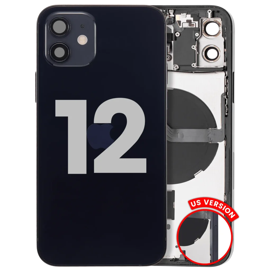 Back Housing W/ Small Parts For iPhone 12 (US Version) (Used OEM Pull: Grade B) (Black)