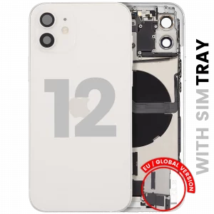Back Housing W/ Charging Port Flex & Small Parts For iPhone 12 (EU / Global Version) (Used OEM Pull: Grade C) (White)