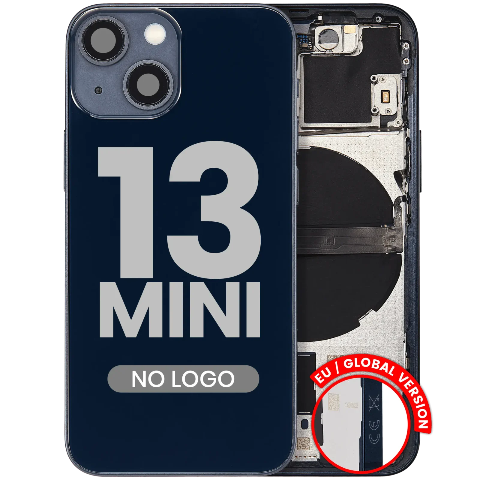 Back Housing W/ Small Parts For iPhone 13 Mini (EU / Global Version) (Aftermarket Plus) (Midnight)