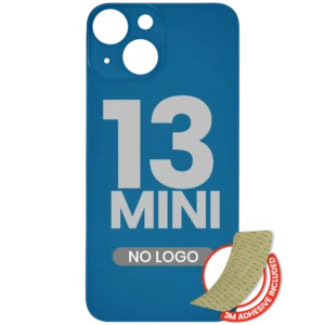 Back Glass With 3M Adhesive For iPhone 13 Mini (No Logo / Large Camera Hole) (Blue)