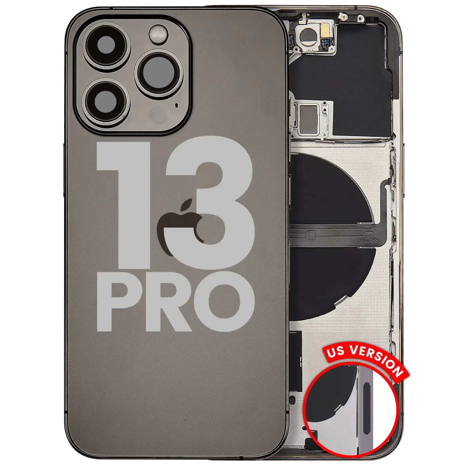 Back Housing W/ Small Parts For iPhone 13 Pro (US Version) (Used OEM Pull: Grade B) (Graphite)