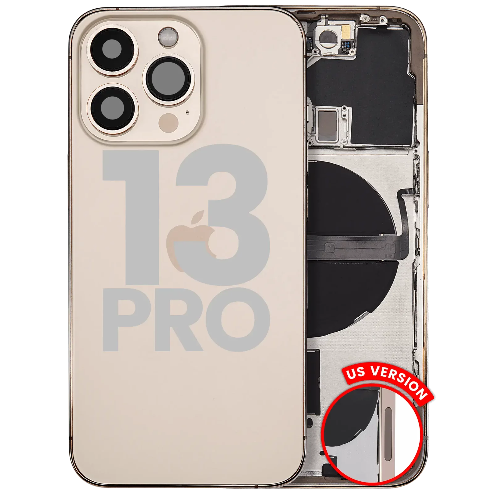 Back Housing W/ Small Parts For iPhone 13 Pro (US Version) (Used OEM Pull: Grade B) (Gold)