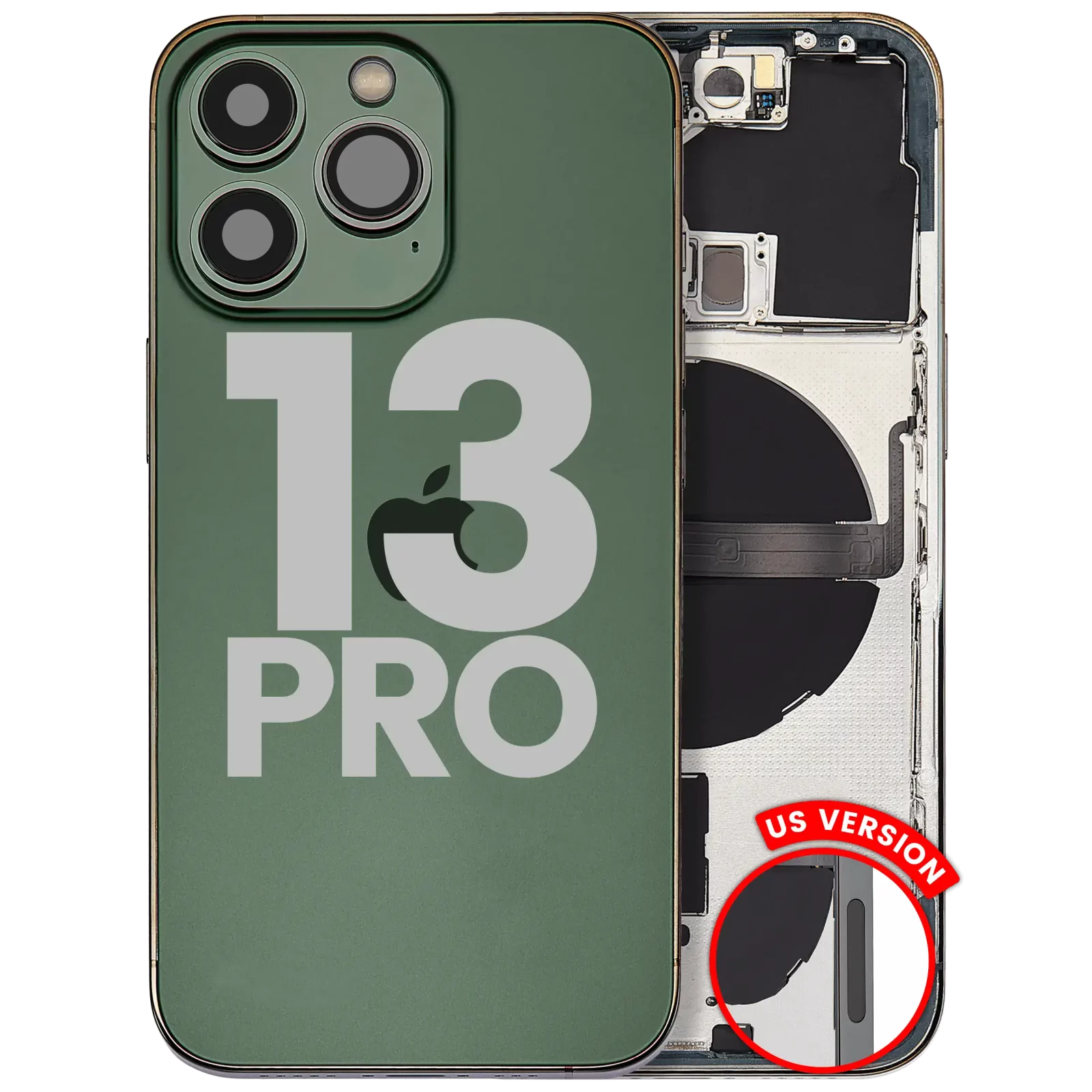 Back Housing W/ Small Parts For iPhone 13 Pro (US Version) (Used OEM Pull: Grade B) (Alpine Green)