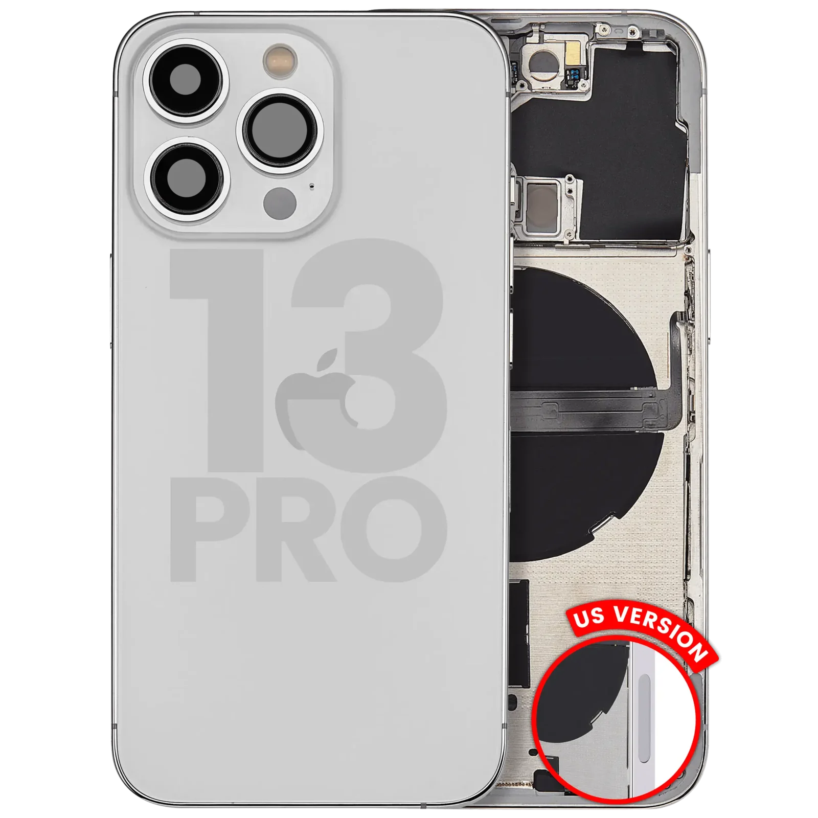 Back Housing W/ Small Parts For iPhone 13 Pro (US Version) (Used OEM Pull: Grade C) (Silver)