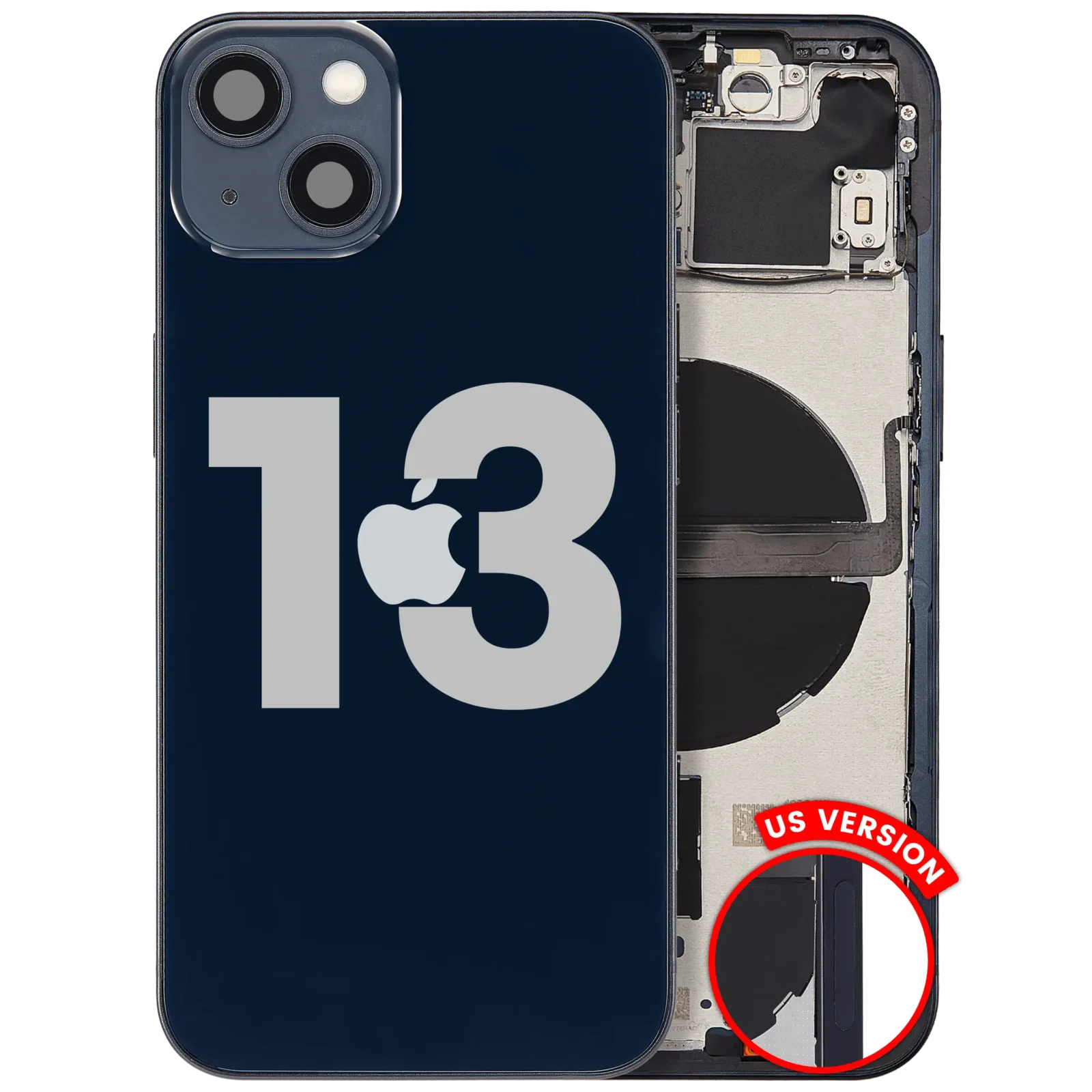 Back Housing W/ Small Parts For iPhone 13 (US Version) (Used OEM Pull: Grade B) (Midnight)