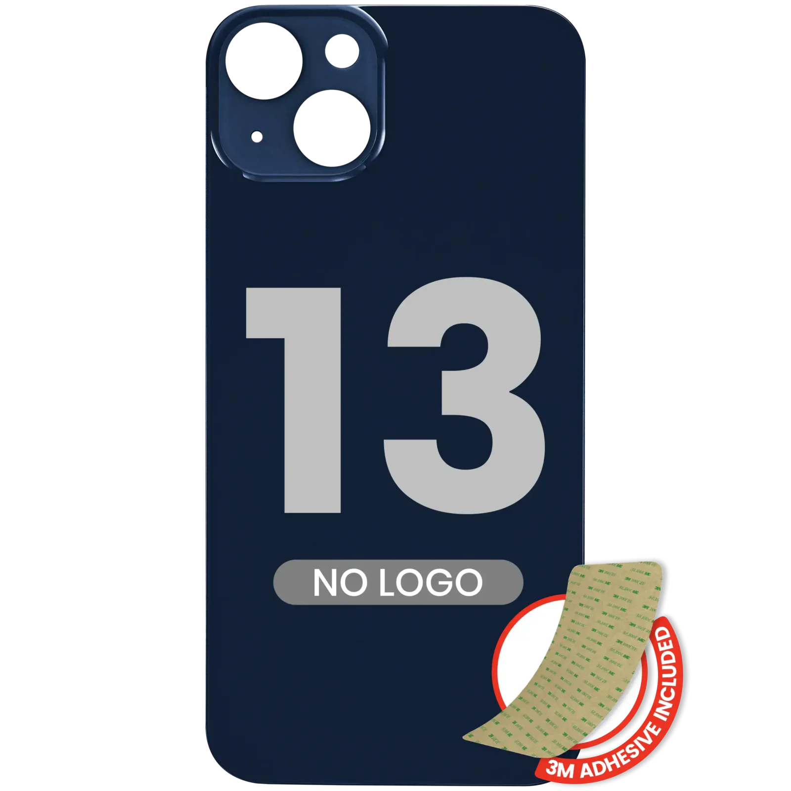 Back Glass With 3M Adhesive For iPhone 13 (No Logo / Large Camera Hole) (Midnight)