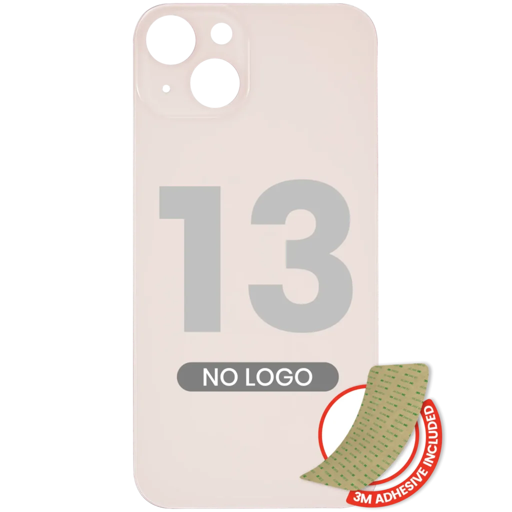 Back Glass With 3M Adhesive For iPhone 13 (No Logo / Large Camera Hole) (Pink)