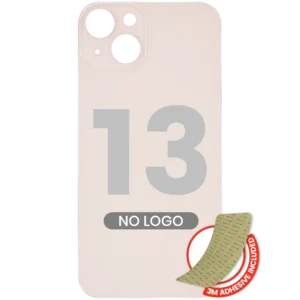 Back Glass With 3M Adhesive For iPhone 13 (No Logo / Large Camera Hole) (Pink)