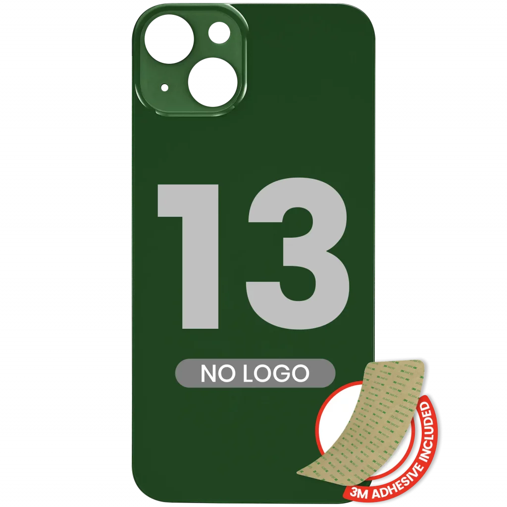 Back Glass With 3M Adhesive For iPhone 13 (No Logo / Large Camera Hole) (Green)
