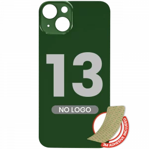 Back Glass With 3M Adhesive For iPhone 13 (No Logo / Large Camera Hole) (Green)