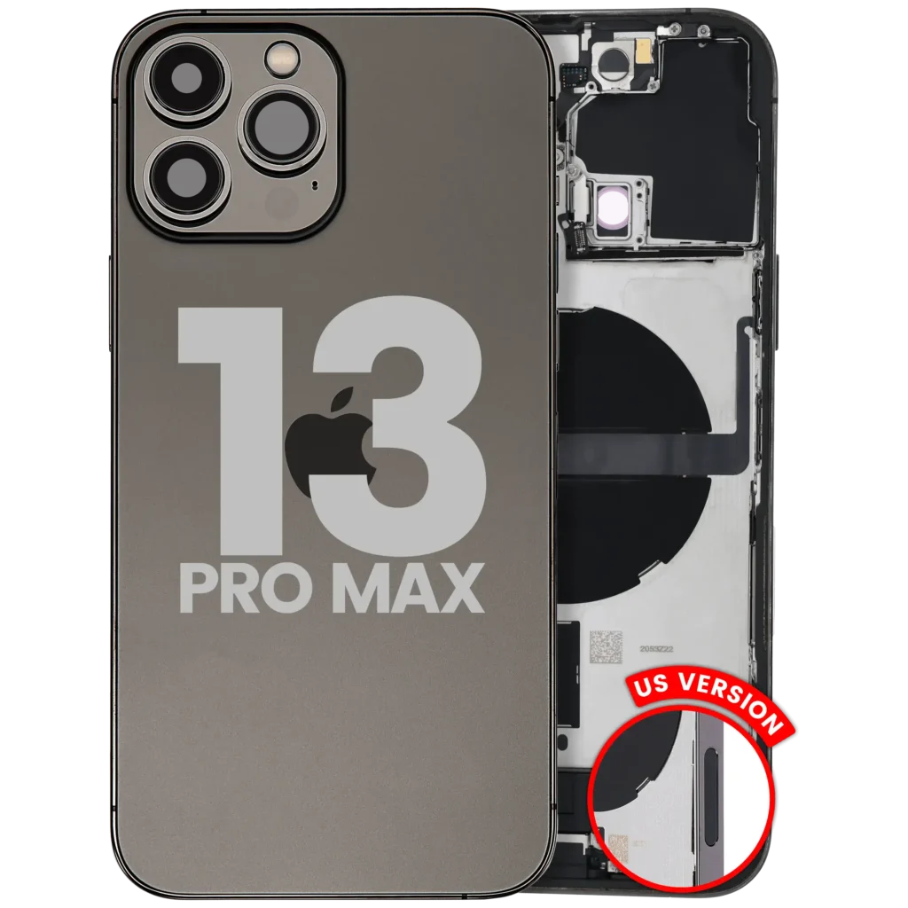 Back Housing W/ Charging Port Flex & Small Parts For iPhone 13 Pro Max (US Version) (Used OEM Pull: Grade A) (Graphite)