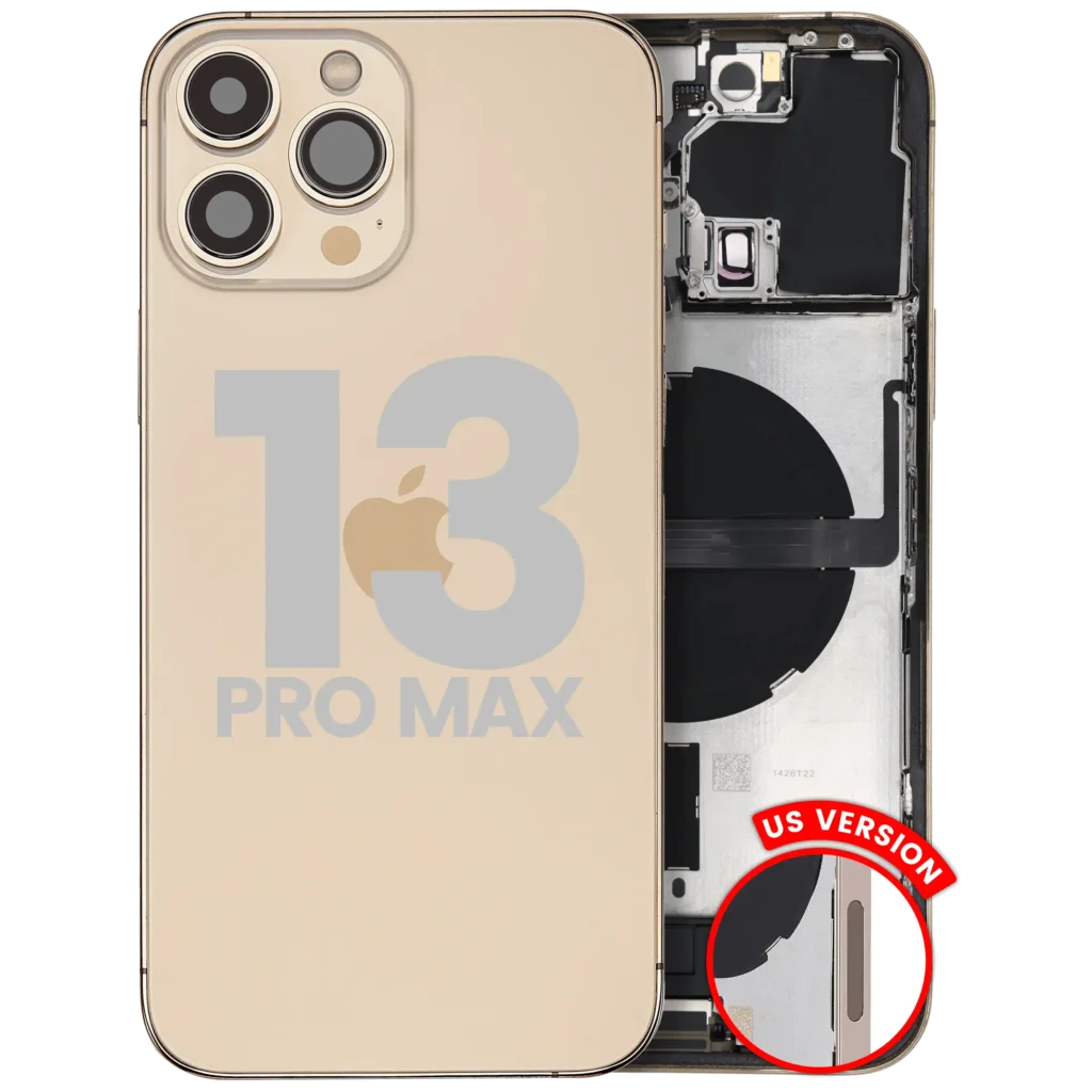 Back Housing W/ Charging Port Flex & Small Parts For iPhone 13 Pro Max (US Version) (Used OEM Pull: Grade C) (Gold)