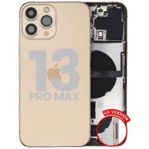 Back Housing W/ Charging Port Flex & Small Parts For iPhone 13 Pro Max (US Version) (Used OEM Pull: Grade C) (Gold)