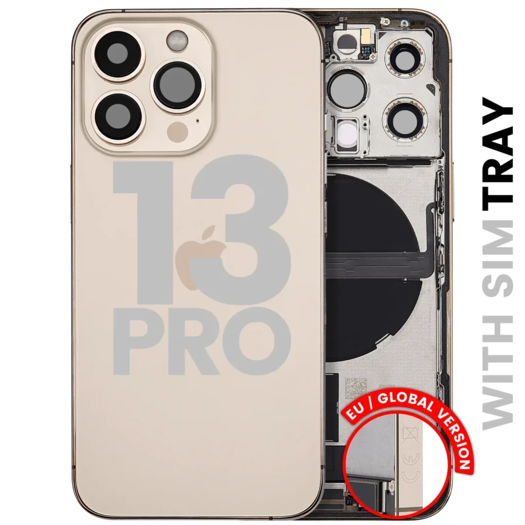 Back Housing W/ Charging Port Flex & Small Parts For iPhone 13 Pro (EU / Global Version) (Used OEM Pull: Grade C) (Gold)