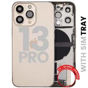 Back Housing W/ Charging Port Flex & Small Parts For iPhone 13 Pro (EU / Global Version) (Used OEM Pull: Grade C) (Gold)