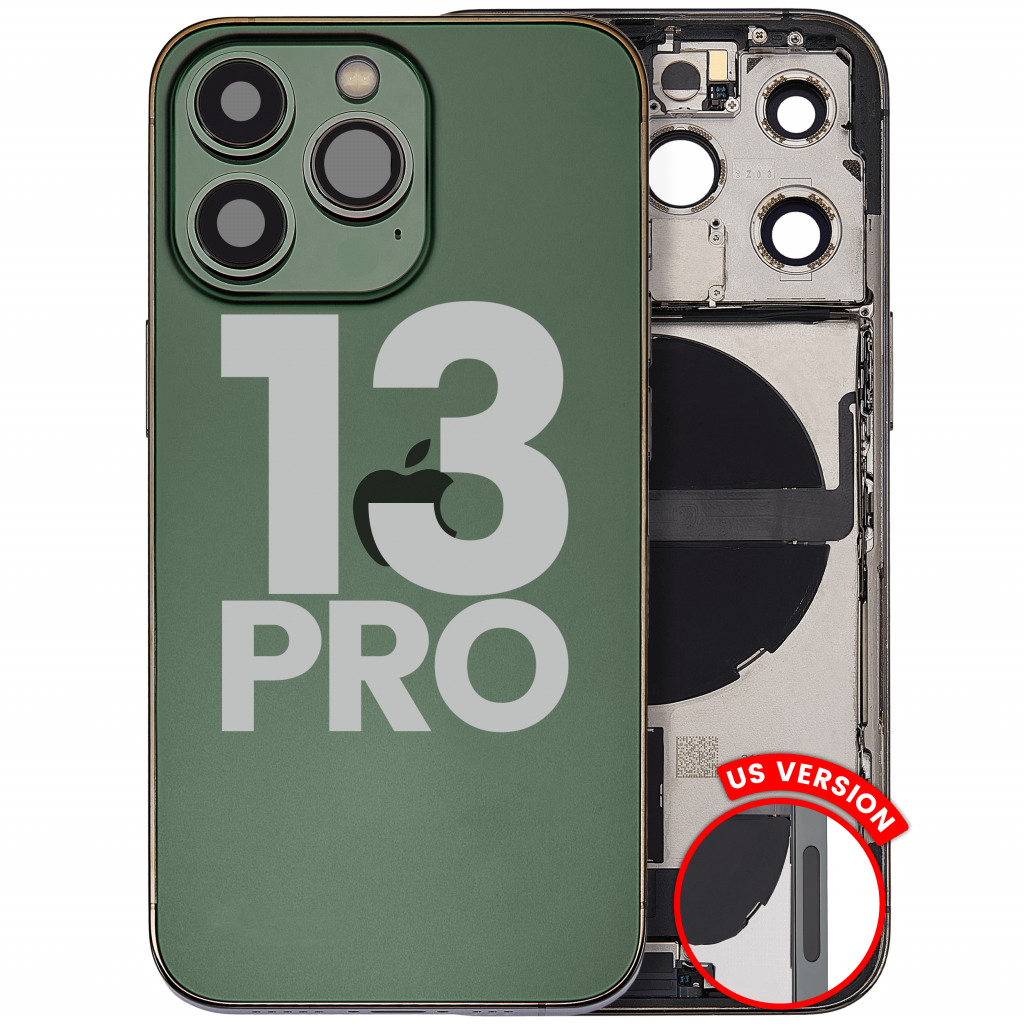Back Housing W/ Charging Port Flex & Small Parts For iPhone 13 Pro (US Version) (Used OEM Pull: Grade A) (Alpine Green)