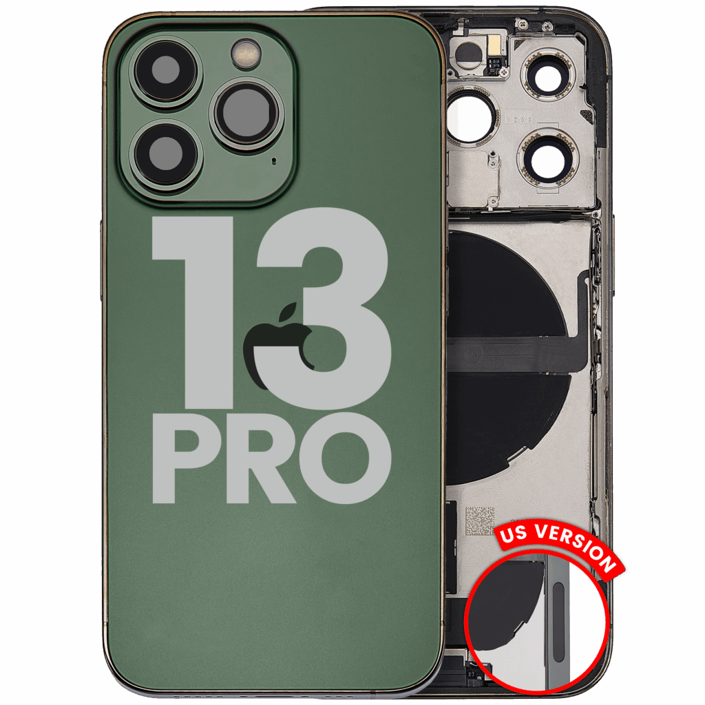 Back Housing W/ Charging Port Flex & Small Parts For iPhone 13 Pro (US Version) (Used OEM Pull: Grade C) (Alpine Green)