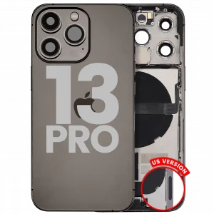 Back Housing W/ Charging Port Flex & Small Parts For iPhone 13 Pro (US Version) (Used OEM Pull: Grade C) (Graphite)