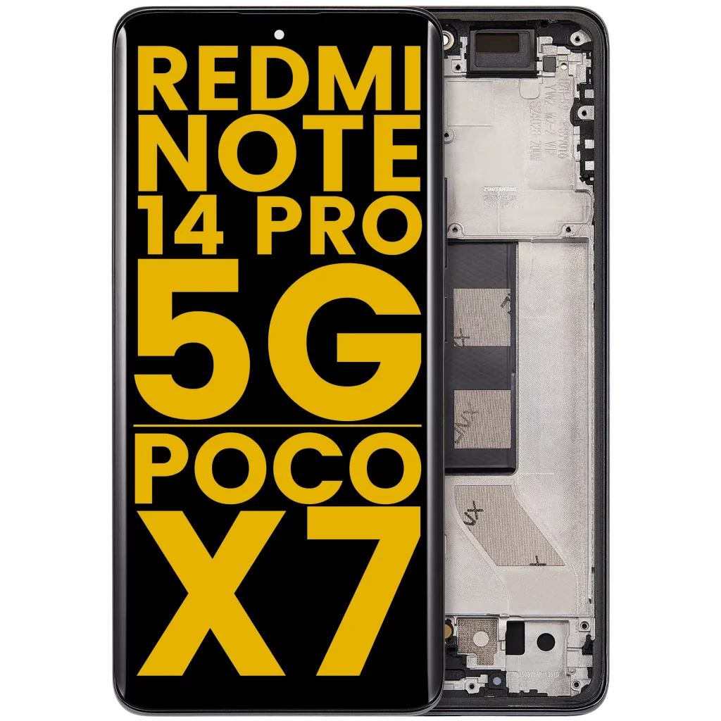 OLED Assembly With Frame For Xiaomi Redmi Note 14 Pro 5G / Xiaomi Poco X7 (Refurbished) (Midnight Black)