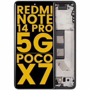 OLED Assembly With Frame For Xiaomi Redmi Note 14 Pro 5G / Xiaomi Poco X7 (Refurbished) (Midnight Black)