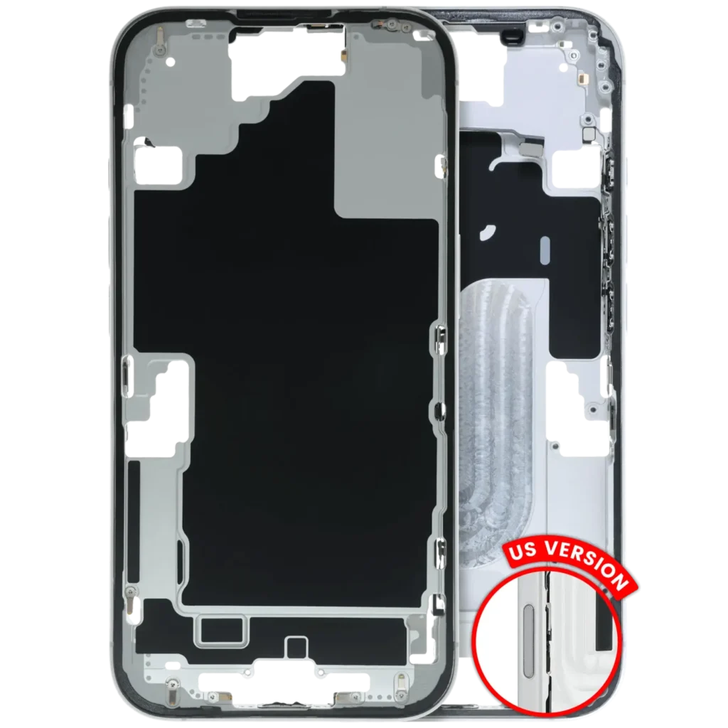 Mid-Frame Housing W/ Small Parts For iPhone 16 (US Version) (Used OEM Pull: Grade B) (White)