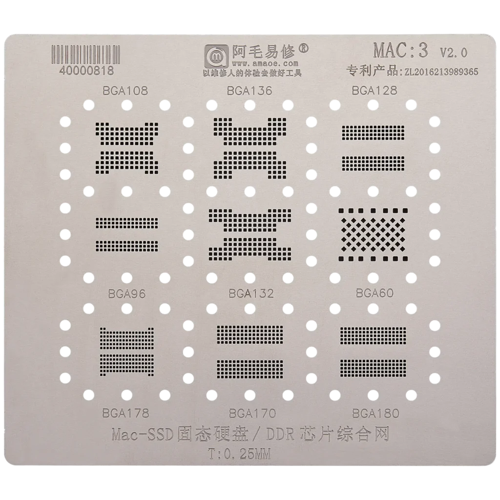 SSD-DDR / IC Stencil For MacBooks (MAC 3)