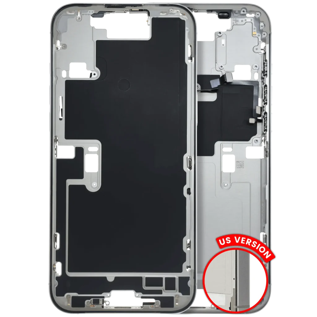 Mid-Frame Housing W/ Small Parts For iPhone 16 Pro Max (US Version) (Used OEM Pull: Grade B) (White Titanium)