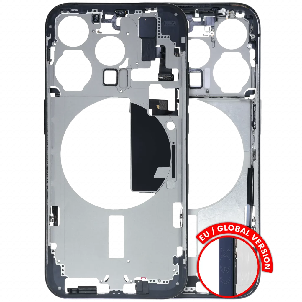 Mid-Frame Housing W/ Small Parts For iPhone 15 Pro (EU / Global Version) (Used OEM Pull: Grade C) (Blue Titanium)