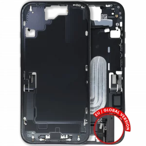 Mid-Frame Housing W/ Charging Port Flex & Small Parts For iPhone 16 (EU / Global Version) (Used OEM Pull: Grade A) (Black)