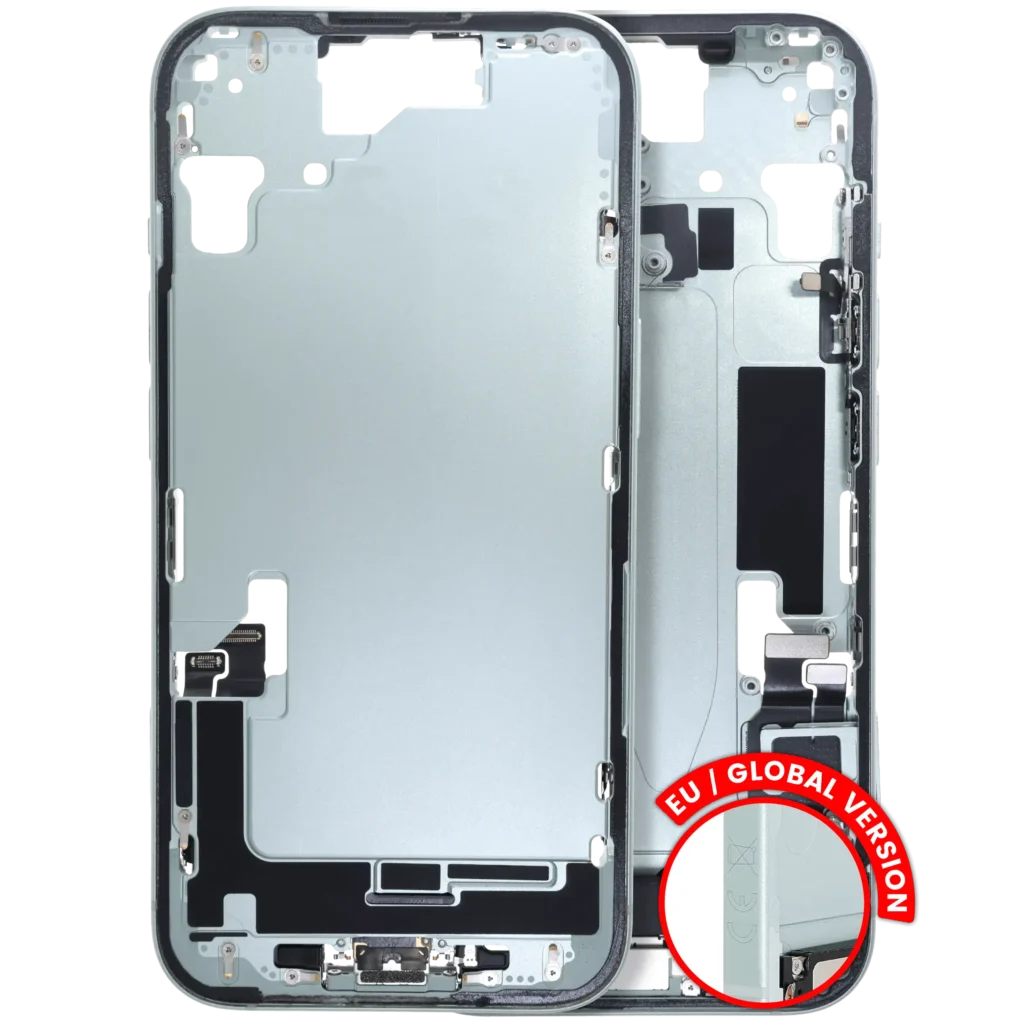 Mid-Frame Housing W/ Charging Port Flex & Small Parts For iPhone 15 (EU / Global Version) (Used OEM Pull: Grade A) (Green)