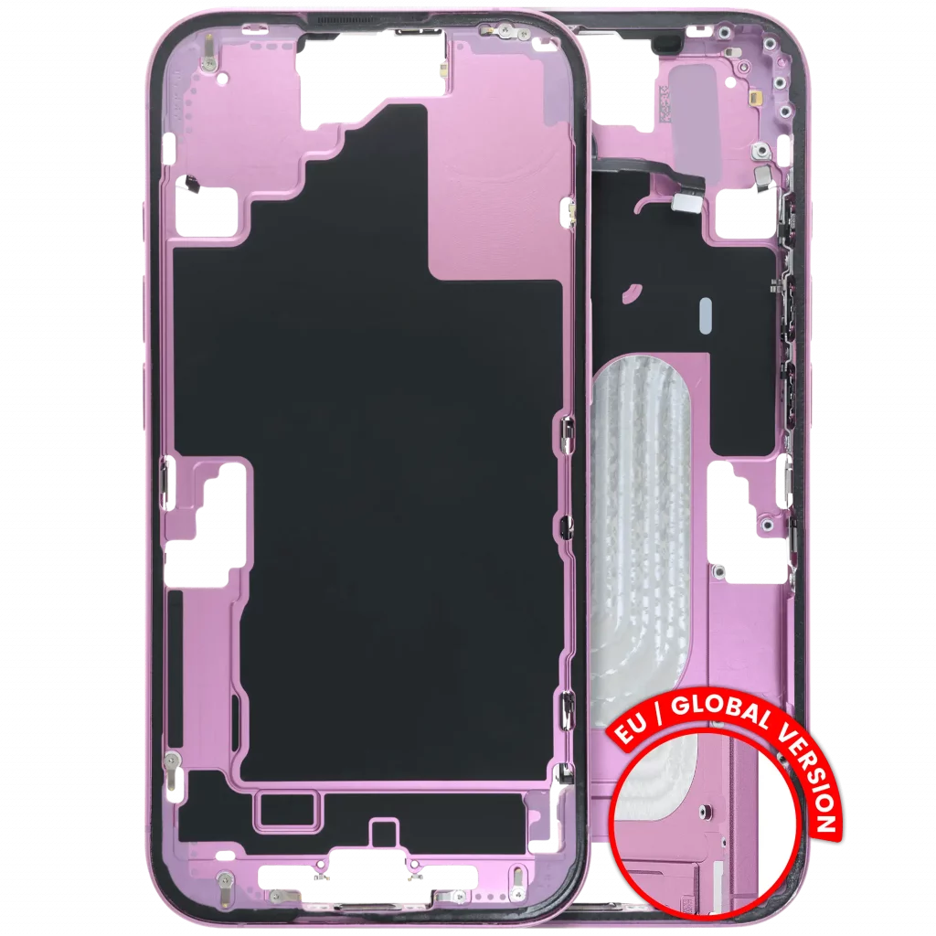 Mid-Frame Housing W/ Small Parts For iPhone 16 (US Version) (Used OEM Pull: Grade B) (Pink)