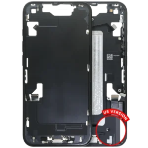 Mid-Frame Housing W/ Charging Port Flex & Small Parts For iPhone 16e / 17e (US Version) (Used OEM Pull: Grade A) (Black)
