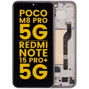 OLED Assembly With Frame For Xiaomi Poco M8 Pro 5G / Redmi Note 15 Pro+ 5G (Refurbished) (Silver)