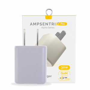 30W Dual-Port Wall Charger with GaN Fast Charging (USB-C + USB-A) (AmpSentrix Pro) (Desert Titanium)