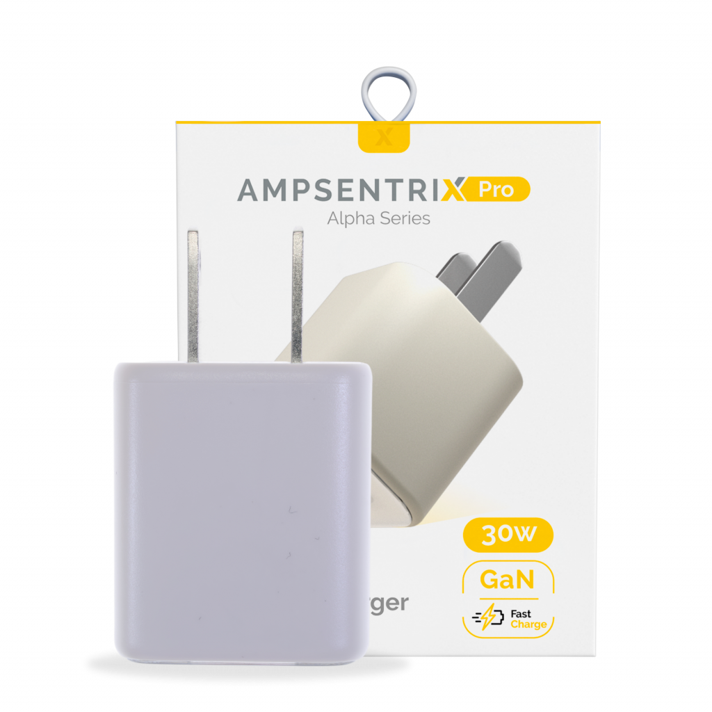 30W Dual-Port Wall Charger with GaN Fast Charging (USB-C + USB-A) (AmpSentrix Pro) (Desert Titanium)