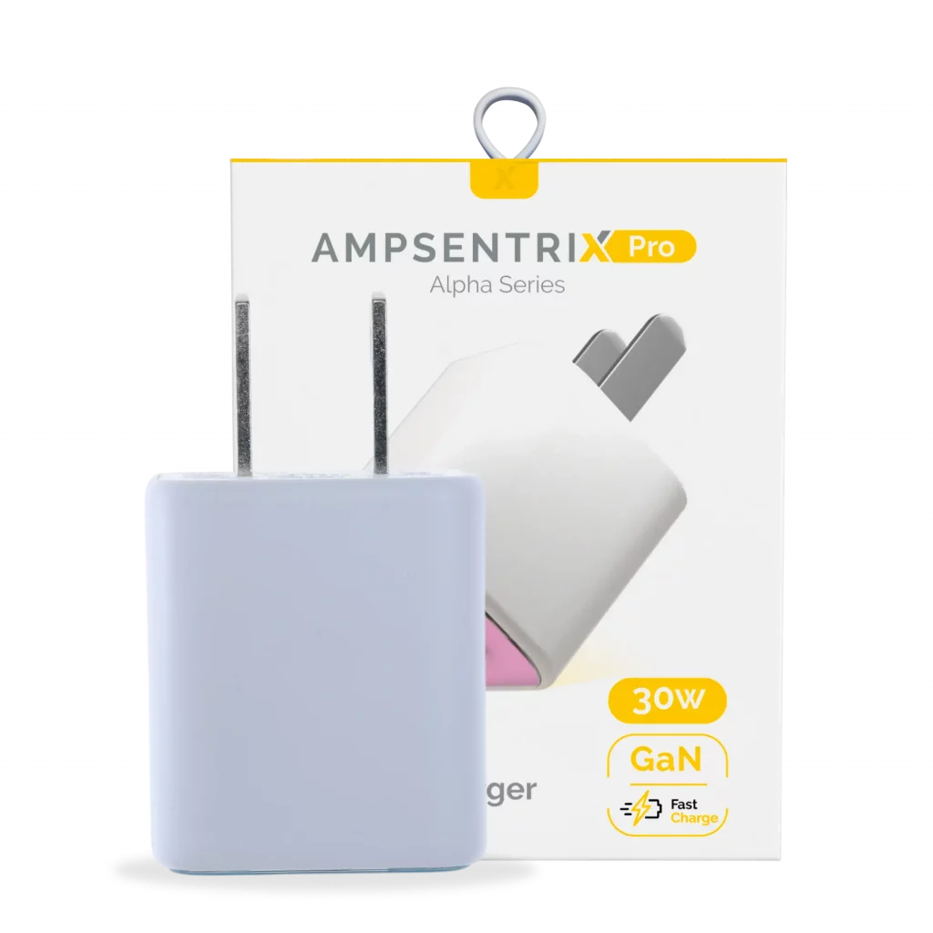 AmpSentrix Pro 30W 2-in-1 USB-C / USB-A GaN Wall Adapter (Pink)