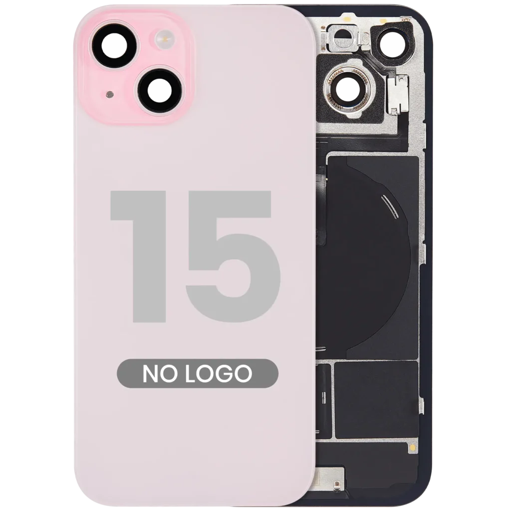 Back Glass w/ MagSafe Magnet & NFC & Flashlight Flex For iPhone 15 (No Logo) (Aftermarket) (Pink)