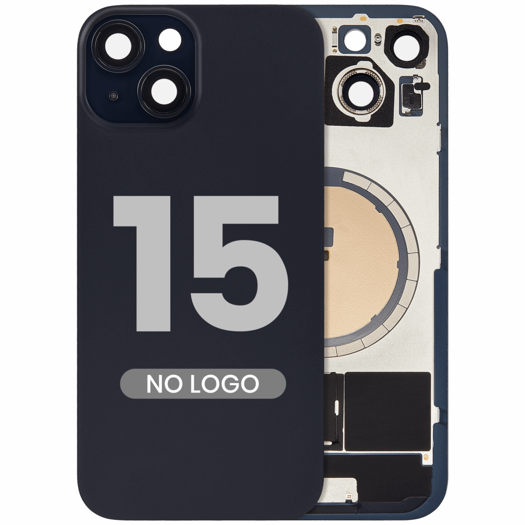 Back Glass w/ MagSafe Magnet For iPhone 15 (No Logo) (Aftermarket) (Black)